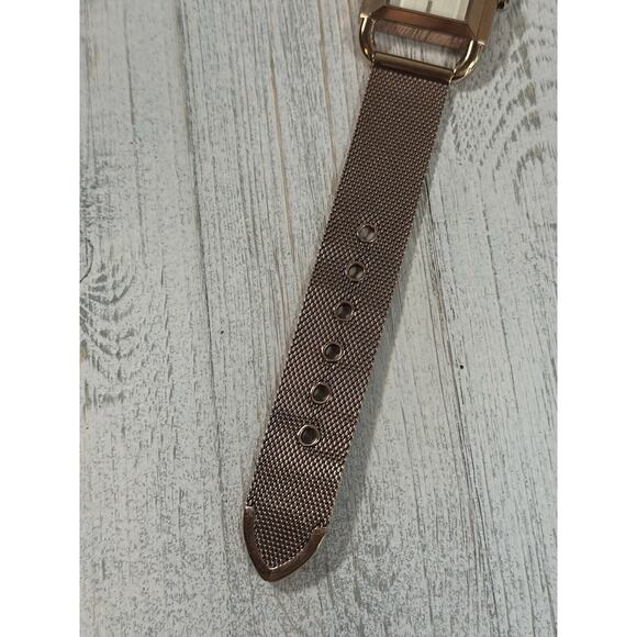 TORY BURCH Phipps Womens Rose Gold Watch, White Square Dial, Steel Mesh Band - Picture 6 of 16